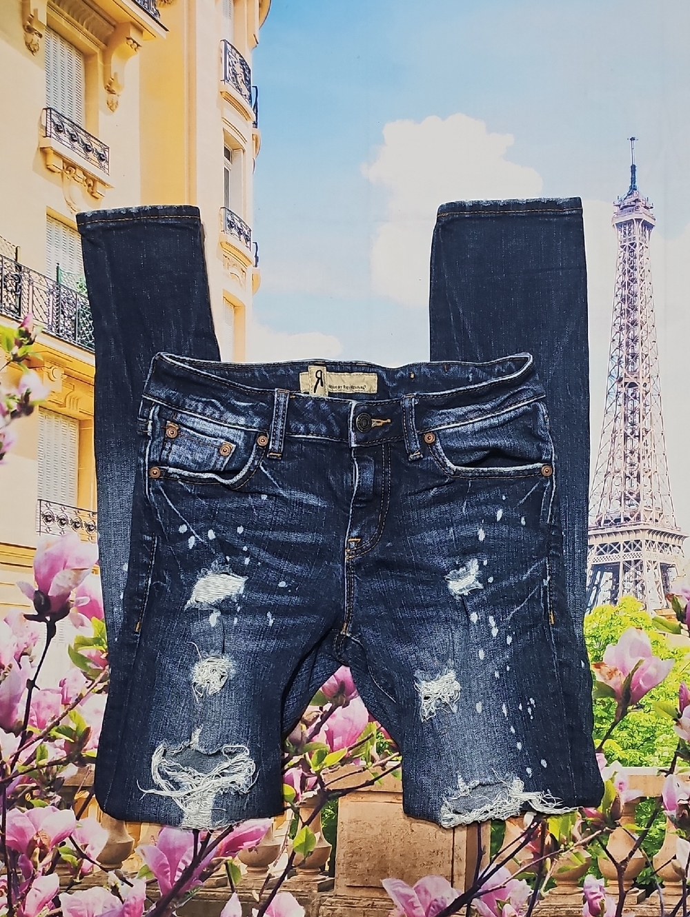 R by Rock Revival Remix Jeans Distressed Skinny Size 25
